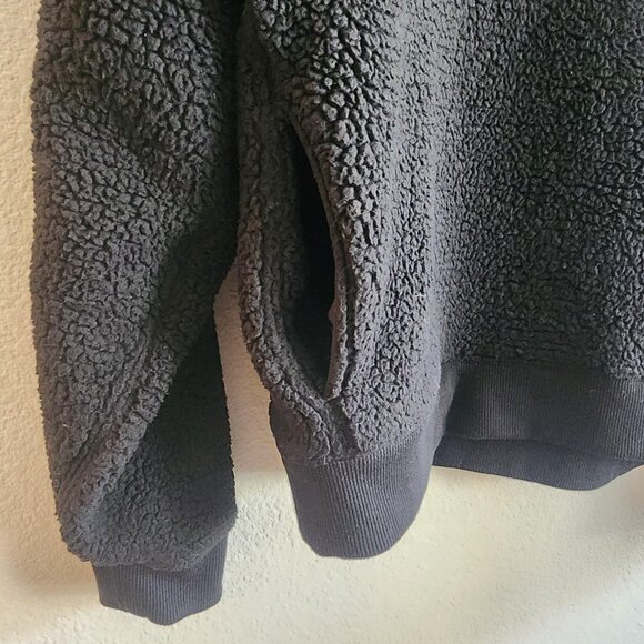Athleta Sweater Womens Small Black Sherpa Pullover Cozy Fleece Warm Pockets - Picture 5 of 10